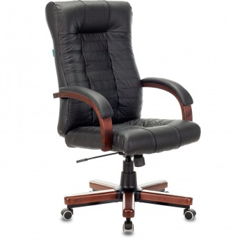 Кресло руководителя БЮРОКРАТ KB-10WALNUT черное, кожа Кресло руководителя БЮРОКРАТ KB-10WALNUT черное, кожа