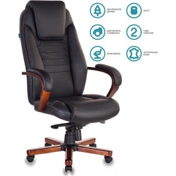 Кресло руководителя БЮРОКРАТ T-9923MAHOGANY черное, кожа Кресло руководителя БЮРОКРАТ T-9923MAHOGANY черное, кожа
