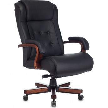 Кресло руководителя БЮРОКРАТ T-9926WALNUT черное, кожа Кресло руководителя БЮРОКРАТ T-9926WALNUT черное, кожа