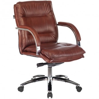 Кресло руководителя БЮРОКРАТ T-9927SL-LOW светло-коричневое, кожа
